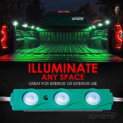 Xprite Green LED Truck Bed Light Kits with On/Off Switch, for Pickup Exterior Interior Lights Strips, Footwells, Running Boards, Cargo, Under Car, Tonneau Cover, Rail Rock Lighting - 8 PCs - color: Green