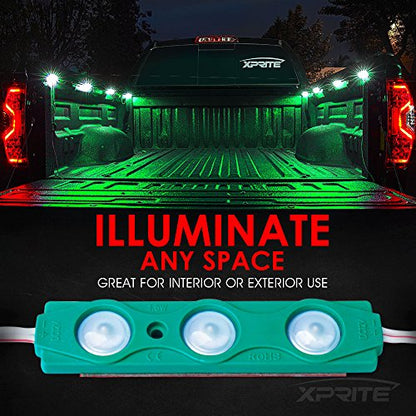Xprite Green LED Truck Bed Light Kits with On/Off Switch, for Pickup Exterior Interior Lights Strips, Footwells, Running Boards, Cargo, Under Car, Tonneau Cover, Rail Rock Lighting - 8 PCs - color: Green
