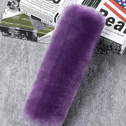 OGLAND Genuine Sheepskin Soft Fuzzy Car Seat Belt Pad, Comfy Fluffy Seat Belt Cover for Shoulder Pad Neck Cushion Protector Car Accessories Woman Man Girl Kid(1Pcs/Light Purple) - color: Light Purple