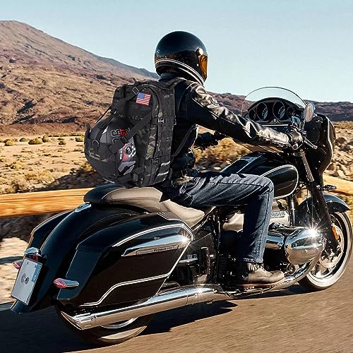 Motorcycle Helmet Backpack for Men, Large Capacity Cycling Storage Bag for for Outdoor (Green Camo)