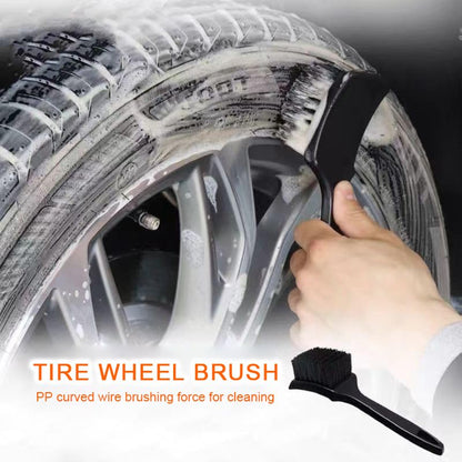 Carpet & Floor Mat Cleaning Brush - 2pcs Black Scrub Brush w/ Wheel Brush for Car Interior & Tires - color: 2pcs Black