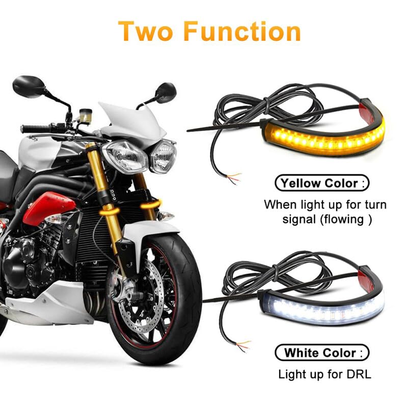 4Pcs Universal Motorcycle Tail Light Strip 2 Color(White + Yellow) 3014 36SMD LED Turn Signal Lamp DRL Daytime Running Light 12V for Motorcycle Scooter Quad Cruiser Off Road