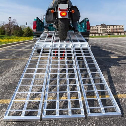 Black Widow Aluminum Folding Motorcycle Ramp for Pickup Trucks, Arched Design, 10’, Silver – Heavy-Duty Portable Automotive Loading Ramps for Truck and Trailer - size: 10 feet