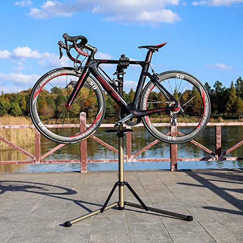 CXWXC Bike Workstand with Adjustable, Bicycle Repair Stand for Maintenance Folding and Lightweight (Champagne-3) - color: A: Champagne