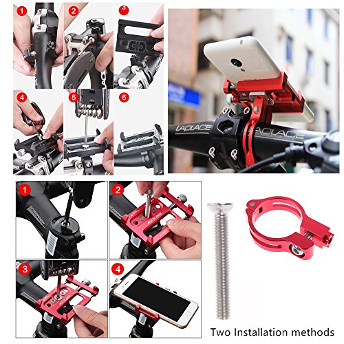 GUB Bicycle & Motorcycle Phone Mount, Aluminum Alloy Universal Bike Handlebar Phone Mount Holder Adjustable Compatible with iPhone X XR Xs 7s 8 Plus,Compatible with SamsungS9/S8/Note5/4 (Black) - color: black