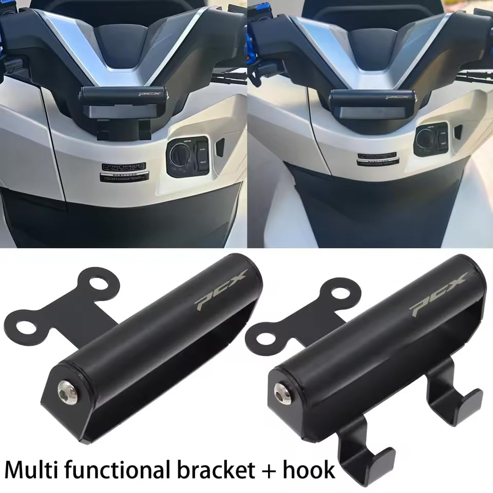 for PCX160 PCX 160 2025 2026 Motorcycle Helmet Hook Holder Foldable Handlebar Hooks Helmet Hanger Navigation Stand (B with Logo)