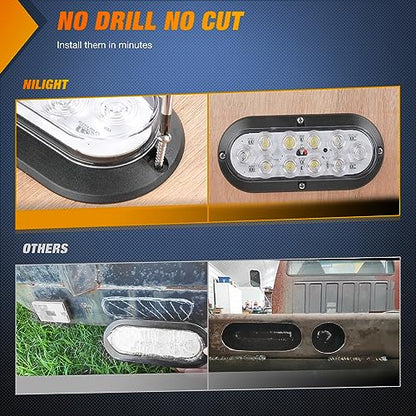 Nilight 6 Inch Oval White LED Trailer Tail Lights Surface Mount 2PCS 10 LEDs Waterproof Reverse Back Up Trailers Lighting for Truck RV Boat Bus Lorry Camper Van Caravan - color: White Lights Screws 2PCS