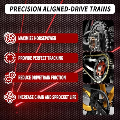 Laser Chain Alignment Tool for Motorcycles, ATVs, Karts - CNC Machined 6061 Aluminum Body with Stainless Steel Hardware for Durable Sprocket Alignment (Red)