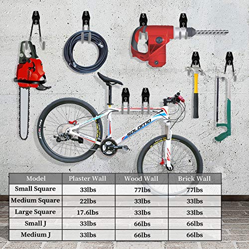 Garage Hooks Heavy Duty 14 Pack, Steel Garage Storage Hooks, Tool Hangers for Garage Wall Utility Wall Mount Garage Hooks and Hangers with Anti-slip Coating for Garden Tools, Ladders, Bulky Items - color: Gray
