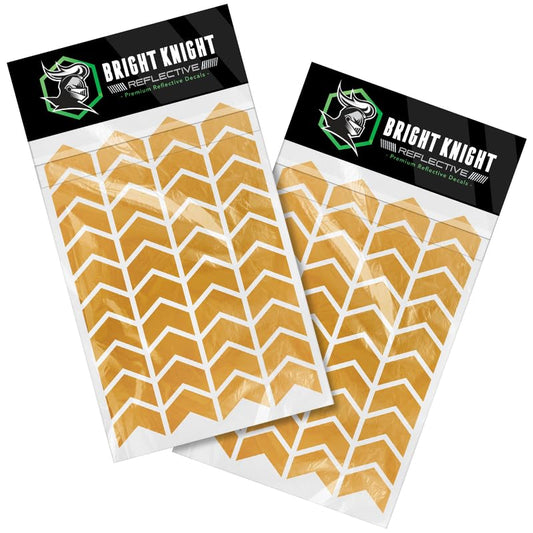 Bright Knight Decals Chevron Hard Hat Reflective Stickers, 1" Gold Acyclic Adhesive Vinyl Tape Made with 3M Reflector Tape, Bicycle Helmet Reflective Tape Outdoor Waterproof for High-Visibility, 2pk - color: Gold, size: 2 pk