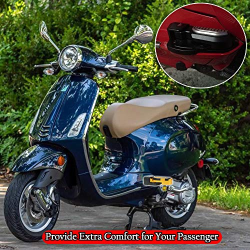 Motorcycle Rear Passenger Extension Foot Pad Footpegs Foldable Pedals Rests Footrest for Vespa Primavera 125 150 Sprint 125 150 2017 2018 2019 2020 2021 2022 (Black)