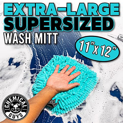 Chemical Guys Teal X-Large Noodles Mitt 2 Pack - Ultra Plush Scratch-Free Wash Mitt with Maximum Foam Coverage for All Vehicle Surfaces (MIC51302)