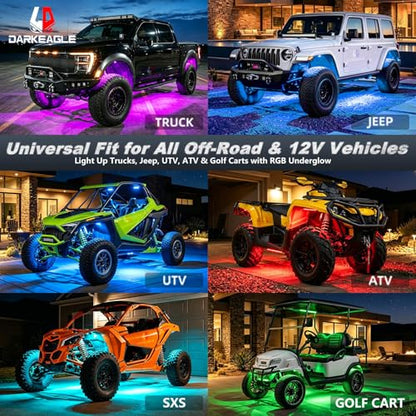 8Pods Heavy Duty Aluminum RGBW LED Rock Lights Kit for Jeep Trucks UTV ATV Golf Cart RZR SXS 4Wheeler Off-Road Vehicles, APP & RF Remote, Plug & Play Pre-Wired, Waterproof 12V Underglow Accent Light - color: RGBW 18LEDs, size: 8Pods