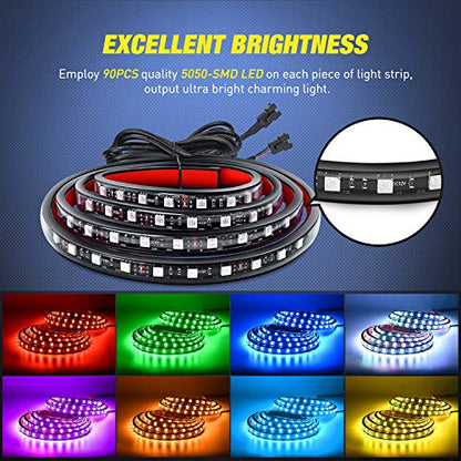 Nilight - TL-31 2PCS 60Inch RGB Truck Bed Light Strip Kit 180 LED RF Remote Control with On Off Switch Blade Fuse 2Way Splitter Extension Cable for Cargo Pickup Truck SUV RV Boat, 2 Years Warranty - color: 2Pcs 60Inch RGB Bed Strip w/Remote