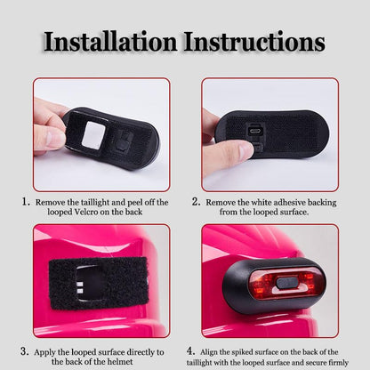 Motorcycle Bike Red Rear Helmet Light Lamp for Bell Sidetrack Child Helmet, Bicycle Motorcycle Helmet Brake Light Warning Tail Light Night Riding Essential