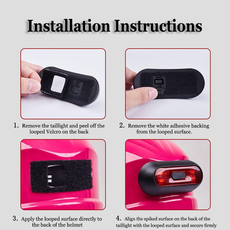 Motorcycle Bike Red Rear Helmet Light Lamp for Scorpion EXO-520 Air Scorpion EXO-700, Bicycle Motorcycle Helmet Brake Light Warning Tail Light Night Riding Essential