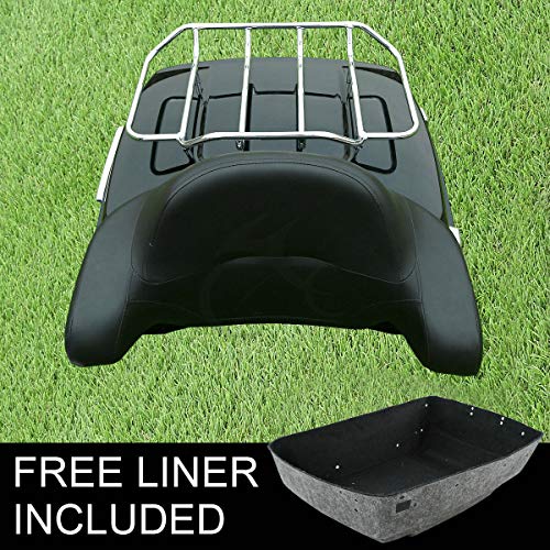 SLMOTO King Tour Trunk Backrest King Tour Trunk w/Luggage Rack Backrest Fit For 2014-2025 Harley Touring Models Road King Road Glide Street Glide Electra Glide Ultra-Classic Gloss Black - color: AStyle #12