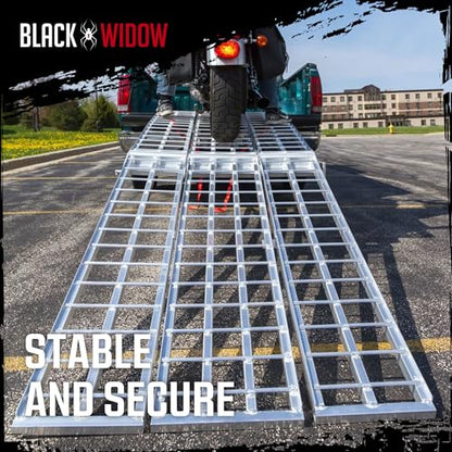 Black Widow Aluminum Folding Motorcycle Ramp for Pickup Trucks, Arched Design, 10’, Silver – Heavy-Duty Portable Automotive Loading Ramps for Truck and Trailer - size: 10 feet