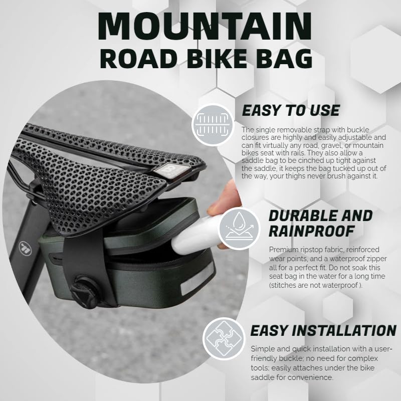 Waterproof Bike Seat Bag: Small Bike Tail Bag Bicycle Under Seat Bag, 0.5L Lightweight Bicycle Cuboid Storage Bag Cycling Accessories Pouch for Road Mountain Cycling - color: Black