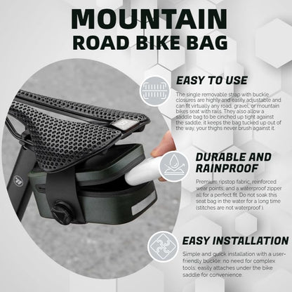 Waterproof Bike Seat Bag: Small Bike Tail Bag Bicycle Under Seat Bag, 0.5L Lightweight Bicycle Cuboid Storage Bag Cycling Accessories Pouch for Road Mountain Cycling - color: Black