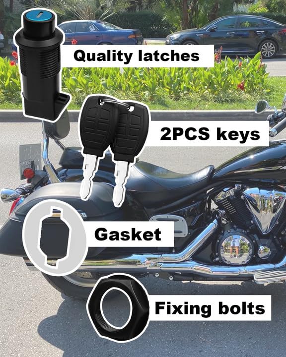 OCHIKI Hard Saddlebag Locks Kit Fit for Harley Honda Yamaha Kawasaki Suzuki Universal RS Motorcycle Saddle Bags, with 2 Keys, Black