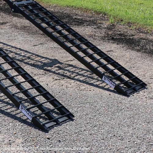 Titan Ramps 9' Portable ATV Ramps 1200 lb Capacity Aluminum Loading Ramps for Pickup Trucks Foldable, Lightweight with Serrated Crossbars - size: 9 ft, 2 packs