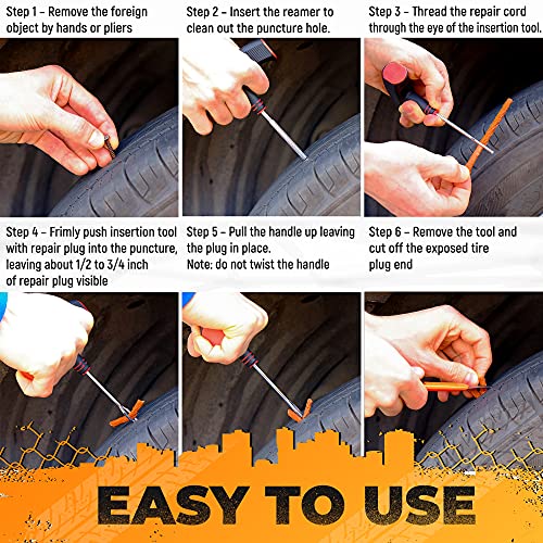 Tire Repair Kit for Plug and Patch - Vehiclex Essential Kit for Car, Motorcycle, ATV, Tractor, Lawn Mower - size: Compact kit
