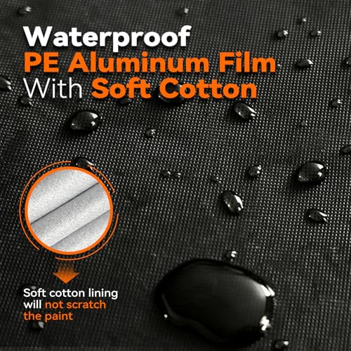 Motorcycle Cover Waterproof PE Aluminum Film Soft Cotton Lining, All-Season Outdoor Protection with Anti-Theft Lock Holes, Windproof Buckle, 5 Reflective Strips, Fits Motorcycles up to 97.5" - size: 97.5" x 41" x 50"