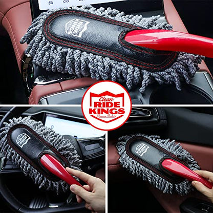 Car Duster Exterior Scratch Free, Extendable Handle, Detail Brush Kit for Vehicles, Wax Cotton Fabric, Waterless Wash Treatments，Car Care Equipment，Gifts for Men Women - color: Dark Red