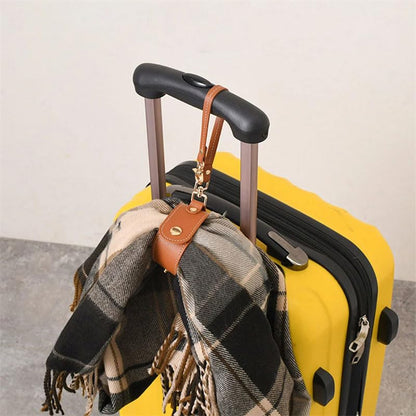 Multifunctional Travel Clip Scarf, Gloves And Hat Hook, Leather Lanyard, Adjustable Strap and Lobster Claw Clip for Bag Keys Accessories, Home Office Travel Organizer, Brown - color: Brown