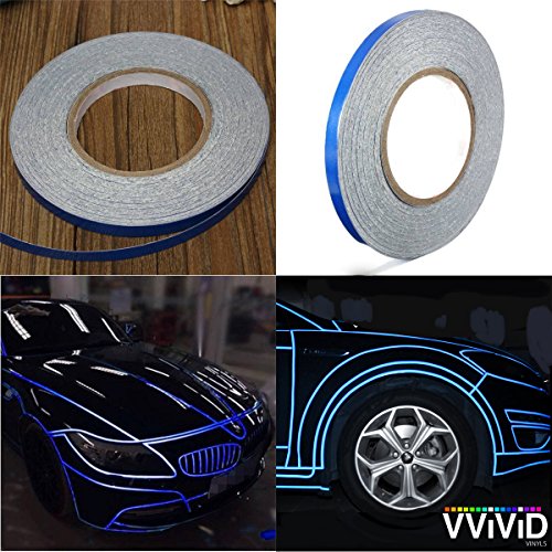VViViD Reflective Fine Line Detail Tape Stripe 1cm x 3m Prelaminated for Interior/Exterior Use (Blue) - color: Blue
