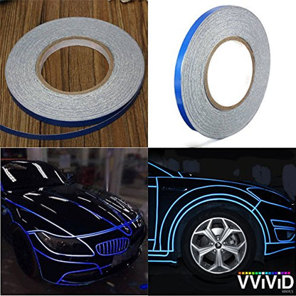 VViViD Reflective Fine Line Detail Tape Stripe 1cm x 3m Prelaminated for Interior/Exterior Use (Blue) - color: Blue
