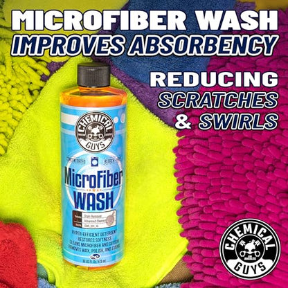 Chemical Guys Microfiber Cleaning Cloth and Car Wash Towel Detergent - Concentrated Cleaner for Towels, Microfiber Cloths, and Pads - Removes Dirt, Wax, Grease, Stains, Orange Scent - 16 oz - size: 16 Fl Oz (Pack of 1)