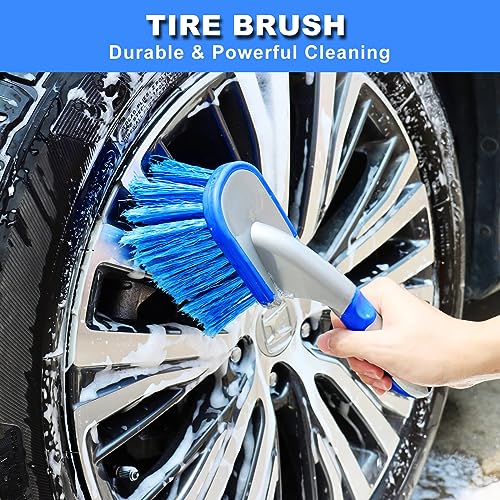 12Pcs Wheel Brush Kit for Cleaning Wheel and Tire, Wheel and Rim Brush, Car Detailing Brushes, Tire Brush, Bendable & Durable Car Wheel Rim Cleaner Brush Set,Car Detailing Cleaning Brush Supplies Kit - color: Blue