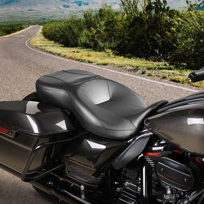 XMT-MOTO Rider and Passenger Seat Razor Backrest Pad For Harley Touring Glide 14-23 Black - style: Seat+Chopped Razor Passenger Backrest For Harley Touring '09-'23