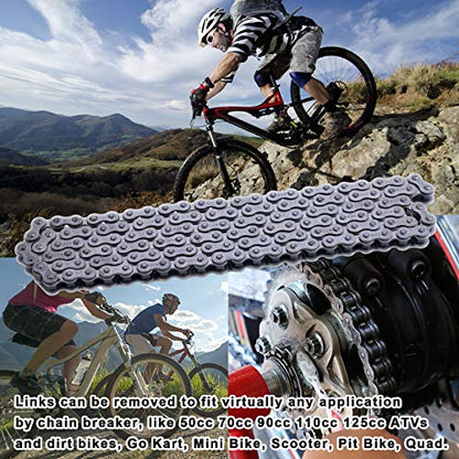 420 Motorcycle Chain+ Chain Breaker,420 Standard Roller Chain 132 Link for 110cc 125cc Dirt Pit Bike ATV Quad Go Kart Scooter Mini Bike - size: 132 Link Independent chain breaker