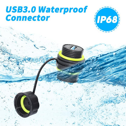 Waterproof Panel USB Connector, Waterproof IP68 USB 3.0 Panel Mount Connector, Female to Female, Bulkhead Extension Adapter, YPM20 2 PCS Pack