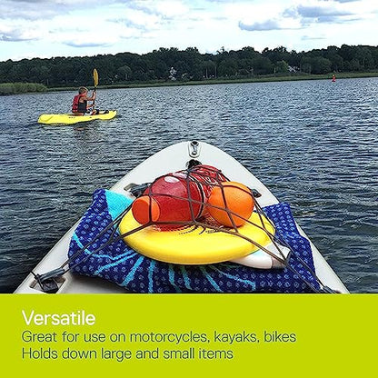Small Cargo Net (2-Pack) by Delta Cycle - Expandable Bungee Net with Hooks Stretches 2X in Size - Bike Cargo Net Keeps Your Gear Tightly in Place for Bikes & Kayaks - style: 2-Pack Elasto Net