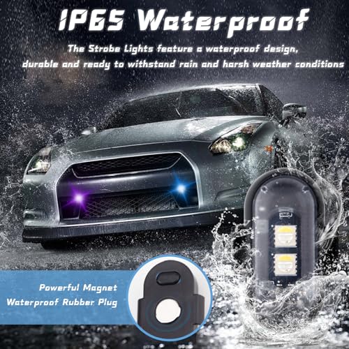 2PCS Wireless LED Strobe Lights with Remote Control, Waterproof USB Charing 8 Colors Mini LED Lights, High Brightness Anti-Collision Warning LED Lights for Car, Drone, Truck,automotive & Bike,Magnetic - color: Magnetic - 2PCS