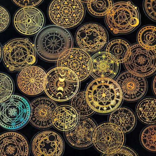 Gold Holographic Stickers, Obujopal 90Pcs Magic Constellat Astronomy Stickers for Scrapbooking Journaling Collage Junk Journal Diary Planner Card Making Envelope DIY Art Crafts Photo Album