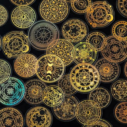 Gold Holographic Stickers, Obujopal 90Pcs Magic Constellat Astronomy Stickers for Scrapbooking Journaling Collage Junk Journal Diary Planner Card Making Envelope DIY Art Crafts Photo Album