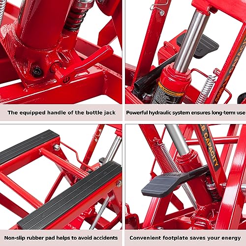 BIG RED Hydraulic Motorcycle Lift Jack with 1500LBS Load Capacity, Powersports Lift Table Operated ATV Dirt Bike Scissor Jack Stand, Fit for Motorcycle UTV Snowmobile, Red, T64017 - size: red hydraulic motorcycle lift jack