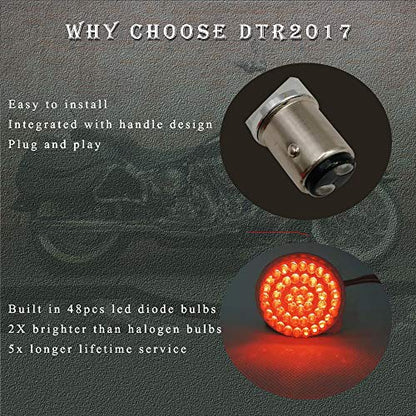 1157 Rear LED Turn Signal Lights, 2 Inch Bullet Red Brake Tail Light with Smoked Lens Cover for Harley Sporster 1200, Dyna, Road King, Street Glide, Softail 2020 - color: Red