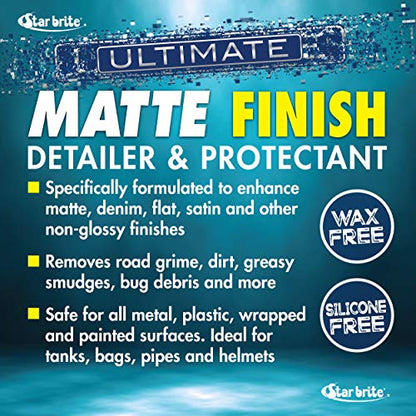 STAR BRITE Ultimate Matte Finish Speed Detailer & UV Protectant - Matte Finish Protectant for Wraps, Motorcycles, Cars, & Trucks - 22 OZ (098122)