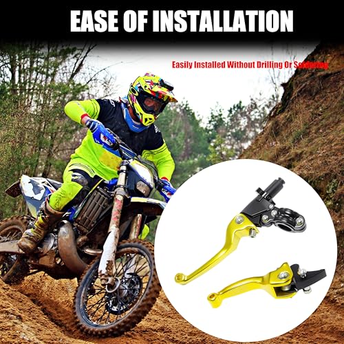 7/8inch 22mm Universal Motorcycle Clutch Brake Lever Folding Levers for 50/110/125/140/150cc Dirt Pit Bike SSR RFZ 125 DBX18/19 Xpro Coolster Thumpstar Baja Apollo (Gold) - color: Gold