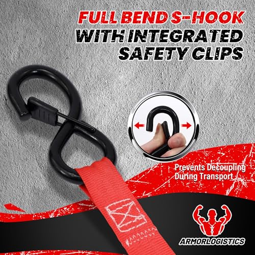 Retractable Ratchet Straps 4 Pack, 1 in x 12 FT Auto Ratchet Straps for Motorcycle, Kayak and Trucks, Breaking Strength 1,500LBS/500LBS Working Load Limit Red - color: Red
