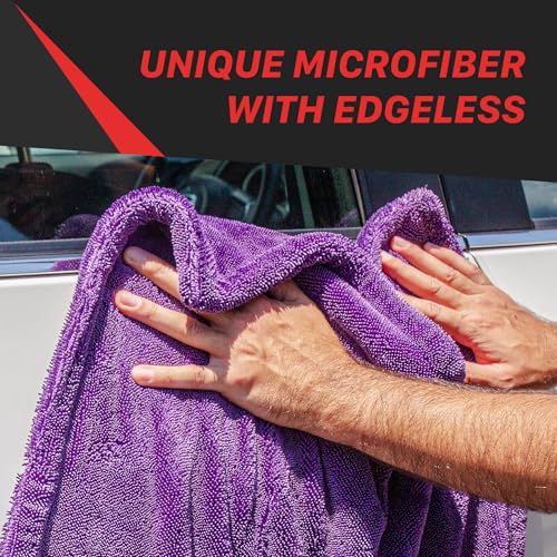Maxshine 20" x 24" Universal Pink Car Drying Towel – 1200 GSM Rinse-Free Double-Sided Microfiber Towel – Plush, Super Absorbent for Car Wash & Detailing - size: 20" x 24" Pink
