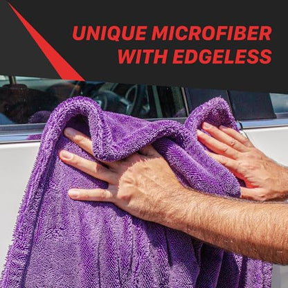 Maxshine 20" x 24" Universal Pink Car Drying Towel – 1200 GSM Rinse-Free Double-Sided Microfiber Towel – Plush, Super Absorbent for Car Wash & Detailing - size: 20" x 24" Pink