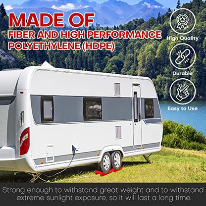 YIYITOOLS 2Pcs Camper Leveler RV Leveling Blocks Ramp Kit, Travel Trailer Leveling System, 30000Lbs