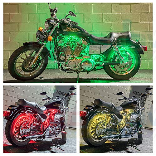 LEDGlow 6pc Million Color Flexible Motorcycle LED Lighting Kit - 15 Solid Colors - 9 Patterns - 6" Multi-Color Tubes - Includes Control Box & Wireless Remote